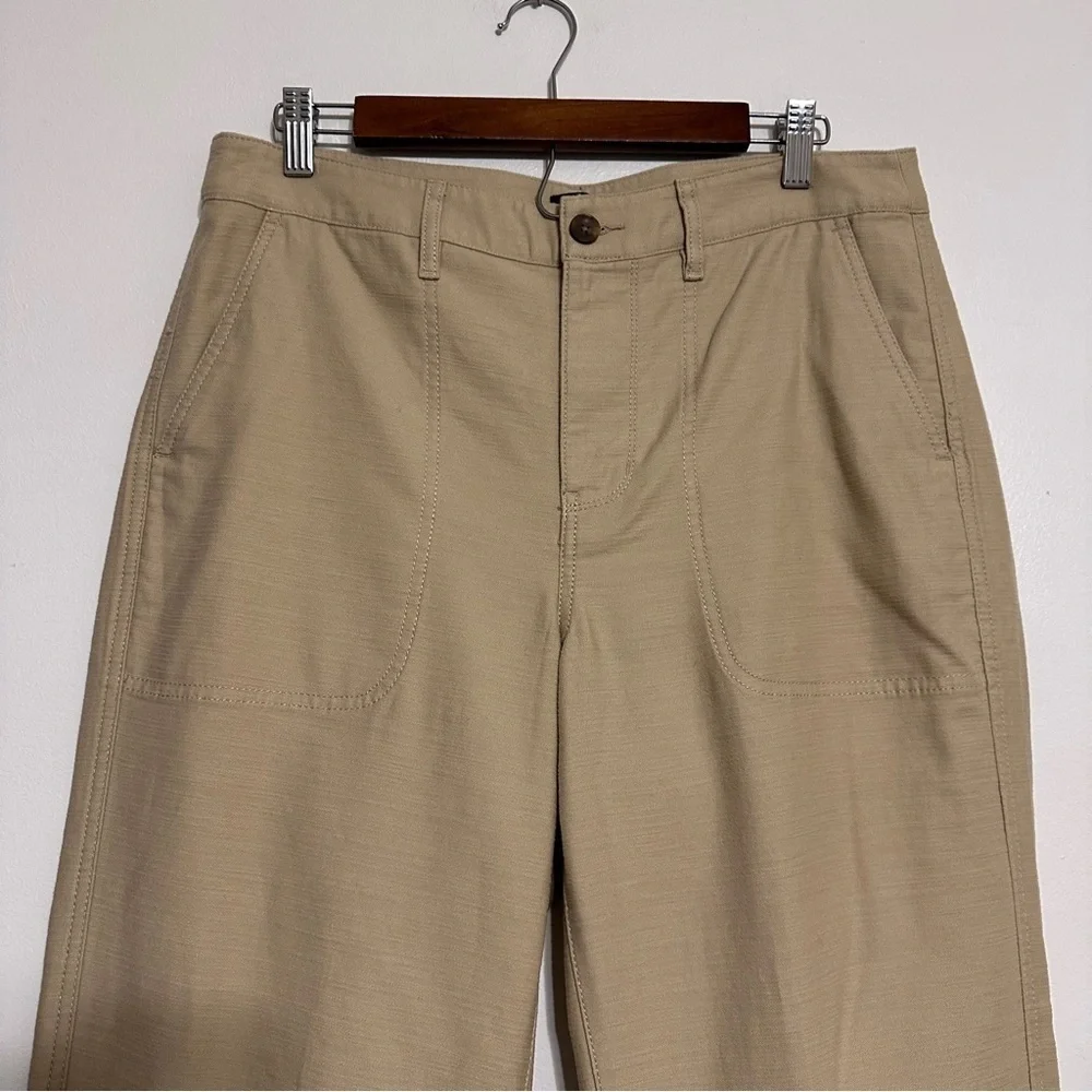 J. Crew Cotton Camp Pants Mid Rise Classic Fit Size 10 Light Khaki Tan